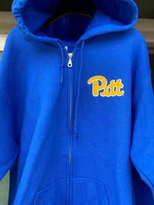 "Pitt" Script Full Zip Cotton Hooded Sweatshirt